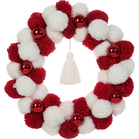 Guirlande De Noël - Couronne De Porte En Maille - Décoration Murale Extérieure Intérieure - Pour Porte Fenêtre Mur - 1 Pièce (1/2)