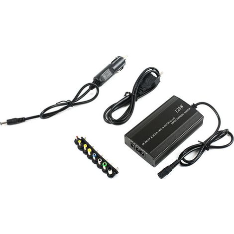 x Adaptador de CA de 120 W, cable de carga de CC de 12-24 V, puerto USB adicional, para portátil y coche (1/5)