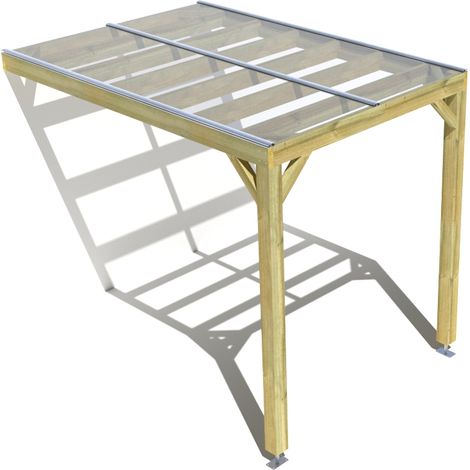 Pergola bois • 2m x 3m • adossée • sens largeur • couverture étanche transparente incluse • livraison comprise (1/3)