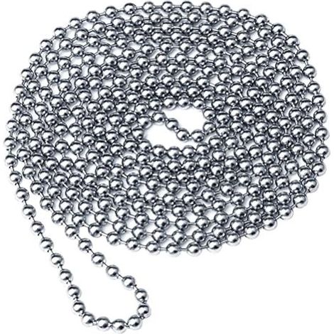 Chaîne de store à rouleau 2 m/6,5 pi, rallonge de chaîne à perles 4,5 mm, chaîne à billes en acier inoxydable argent