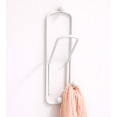 Designer Kleiderhaken "Büroklammer" 32 cm Garderobe Wandhaken Haken aus Metall / Farbe: Weiß
