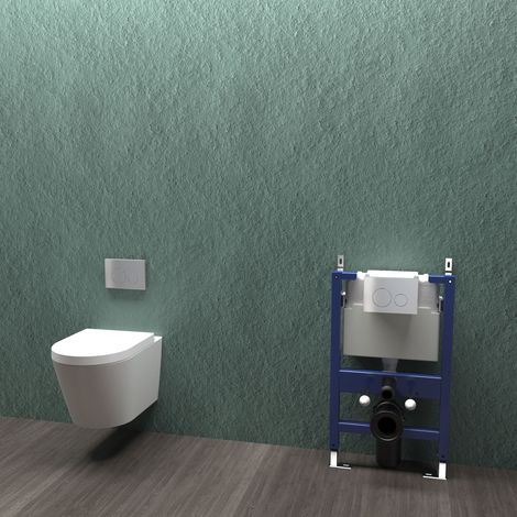 Bathroom Rimless Modern Wall Hung Toilet & 0.82M Concealed Cistern Frame Set