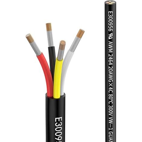 Fil 20 AWG 4×0,5mm² 10 Metros Câble d'Extension à 4 Conducteurs 5V/12V/24V/300V Fil de Cuivre Étamé Multibrins sans Oxygène Câble basse tension pour lumières LED de voiture (1/5)