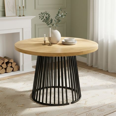 Esstisch ausziehbar MDF eichefarben 100/138/176x100 cm, für 4–8 Personen (1/5)