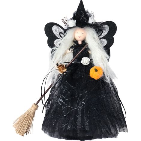 Witch Doll - Halloween Tree Topper - Decorative Hanging Ornament - Indoor Seasonal Home Decor - 30 x 16 x 8 cm - 1 Piece (1/5)