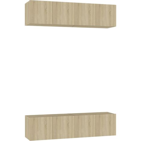 Mobile TV multimediale scaffale per televisione credenza televisione sala da pranzo soggiorno camera da letto 4 pezzi rovere Sonoma 60 x 30 x 30 cm pannelli compositi marrone 020028755