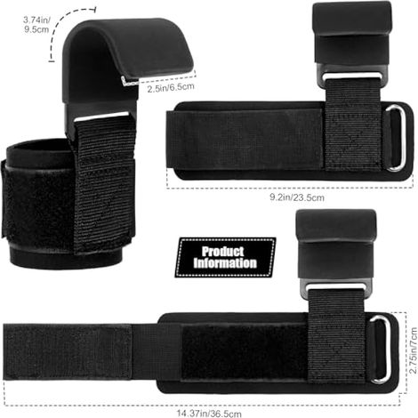 Crochets de musculation antidérapants, rembourrage poignet néoprène 8 mm, grips pour tractions, fitness, musculation, cadeau gym idéal pour hommes (Noir)