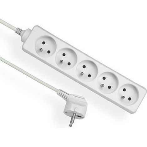 Rallonge Électrique Multiprise - Blanche - 3 M - 5 Prises - Avec Terre (1/5)