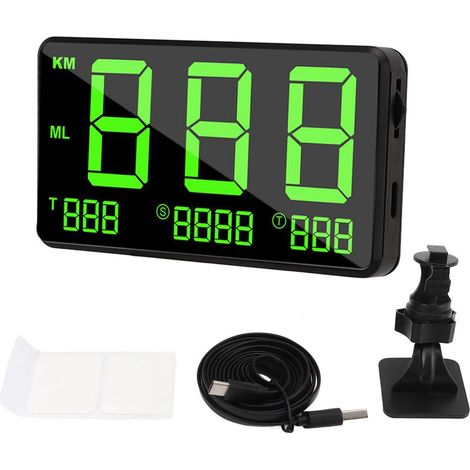 Compteur de vitesse GPS à affichage numérique universel HUD pour voiture, lumière verte, avec avertissement de Fatigue et de conduite (1/5)