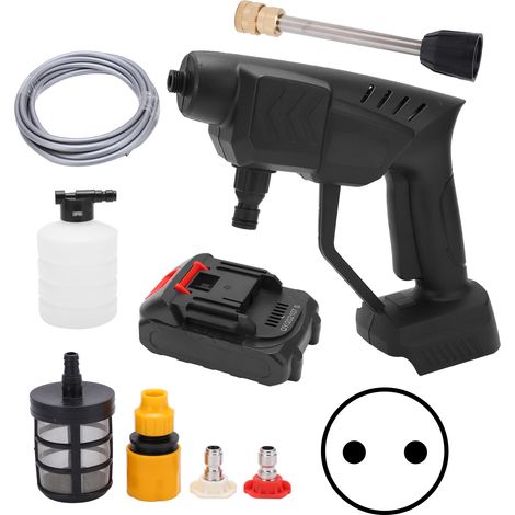Nettoyeur haute pression sans fil à batterie lithium, pistolet à eau portable mini outil AC 80-240V, 10 batteries et prise UE (1/5)
