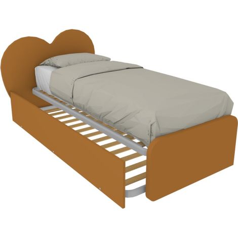 Letto singolo a cuore "Cupidor" con secondo letto estraibile - Zolfo (1/5)