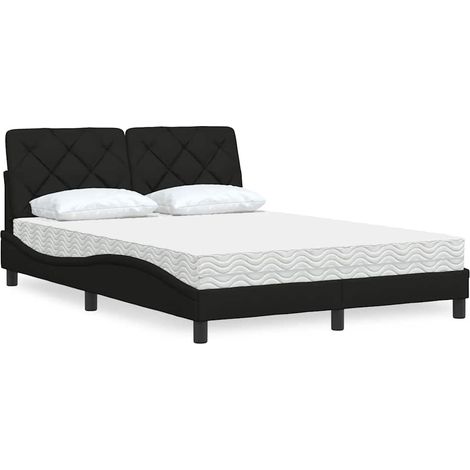 Bett mit Matratze Schwarz 140x200 cm Stoff (1/5)