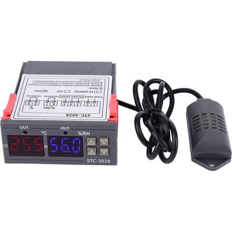 Thermostat numérique régulateur d'humidité STC-3028 avec sonde intégrée 24 V (1/5)