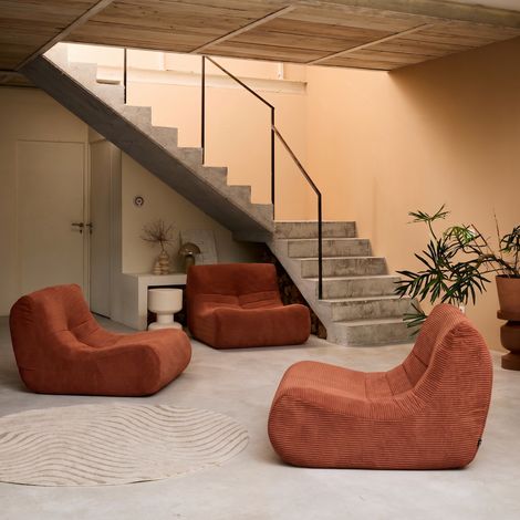 Chauffeuse velours côtelé 3 places terracotta L 91 x P 105 x H 72 cm - SOKOL (1/5)