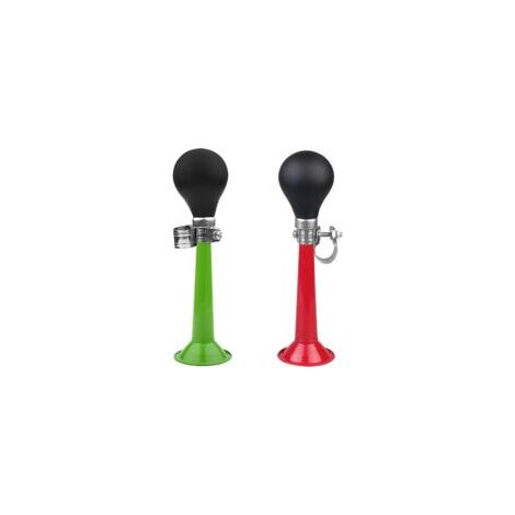 2 Pcs Sonnette de vélo Cloche Sonnette de vélo vélo Klaxon en métal, Klaxon à air pour vélo en métal chromé avec Poire à Presser 20 cm, Son de Trompette (Vert + Rouge)-Fei Yu (1/5)