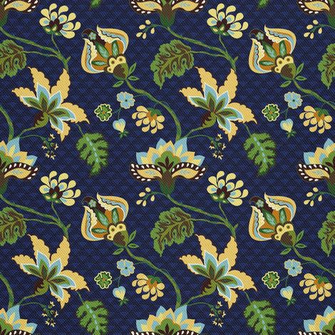 Outdoor dekostoffe oxford - Motiv Fantasy-Blumen auf blauem I DX496 (1/5)