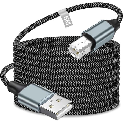Cable USB Imprimante 5M, Cable Imprimante USB 2.0 Tressé Câble imprimante (1/5)