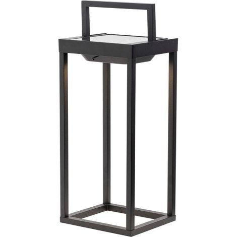 Zafferano - Lanterna Home solar 2 a led 37,3cm - Lampada da parete e da tavolo 2W con batteria e sensore crepuscolare - Nera