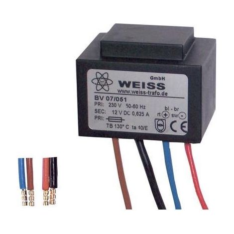 Weiss Elektrotechnik 07/052 Alimentatore compatto 1 x 230 V 1 x 24 V/DC 7.50 W 312 mA