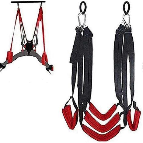 Verbesserter 5-Kissen-Schaukelgurt für Paare, verstellbare Position, zusätzliches Zubehör, schwarz und rot (1/5)