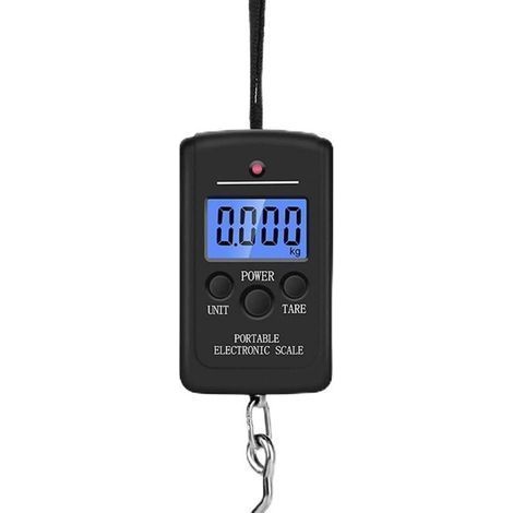 Pèse-personne portable avec écran LCD rétroéclairé 40 kg Balance électronique Pèse-bagages (noir) (1/5)