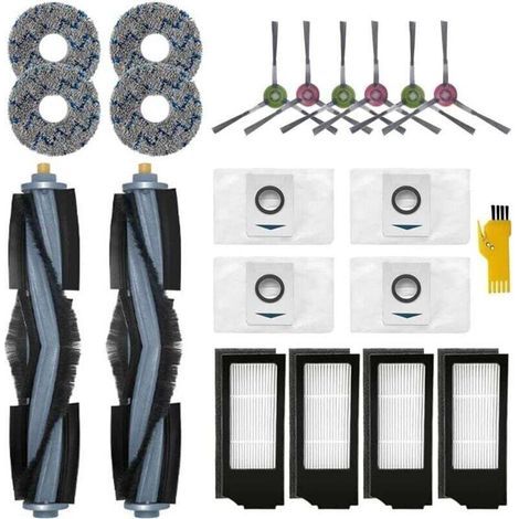 Kit de accesorios para ECOVACS DEEBOT X1e OMNI, X1 OMNI, X1 TURBO y X1+ Robot Aspirador, 20 paquetes de cepillos rodantes, filtros, cepillos laterales, paños y bolsas (1/4)