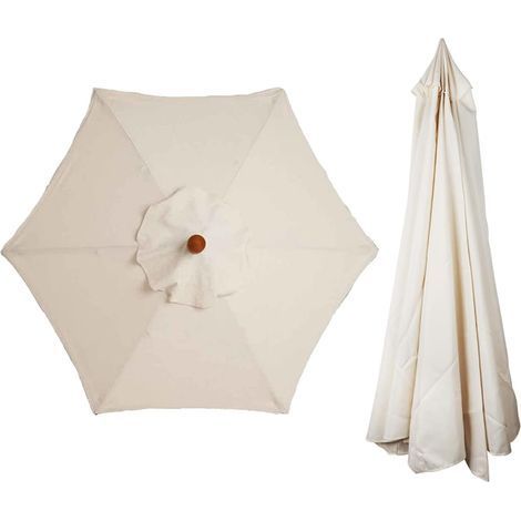 Housse de Rechange pour Parasol de Table de marché, Table et Parasol - 6 Baleines - 3 m - Imperméable - Anti-Ultraviolet - Beige (1/5)