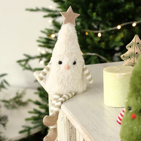 Plüschige Weihnachtsbaumdekorationen, sternförmige, gestreifte Strümpfe, weiß und grün, für die Fenster, Weihnachten, Neujahr, Halloween (1/3)