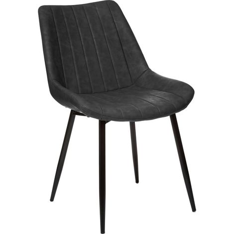 Fauteuil Olwen, effet cuir gris ardoise (1/4)