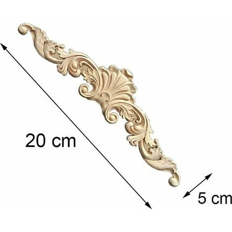 4-teiliges dekoratives Holzleisten-Ornament, geschnitztes Holz, dekorative lange Intarsienapplikation, Möbeleckenornament, Zierleiste für Haustür, Bettdekoration, dekorative Holzleiste, Baguette (1/4)