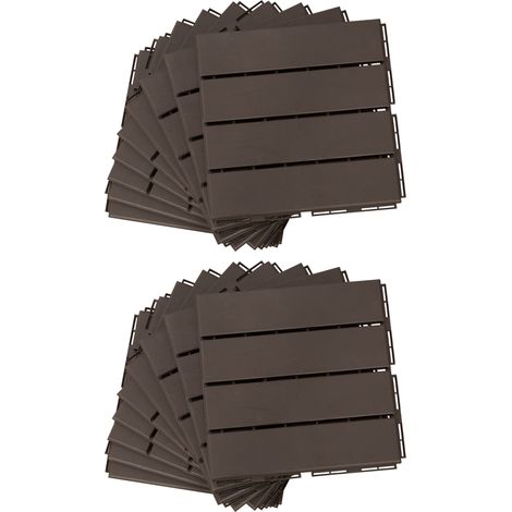 Caillebotis - Outsunny - Plastique - 30x30x2cm - Marron (1/2)