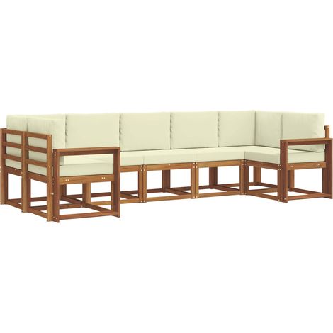 Conjunto de sofás de exterior 7 uds. Natural y Crema vidaXL (1/5)