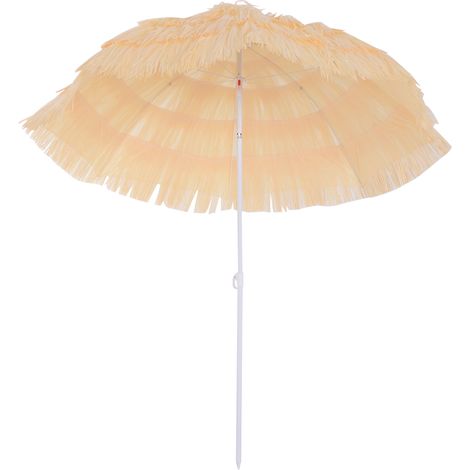 Sonnenschirm mit 8 Gurten, neigbarer Stange, Polyester und Metall, 1,6 x 2 m, beige