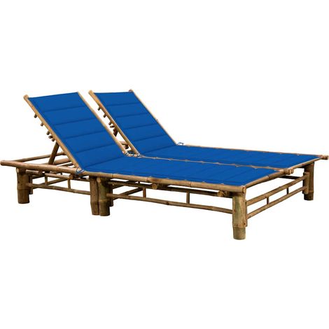 vidaXL Chaise longue pour 2 personnes avec coussins Bambou (1/5)