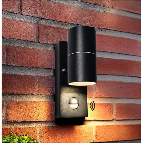Applique Murale Exterieur Détecteur de Mouvement 5W Noir,Luminaire Exterieur LED Moderne Blanc Chaud 3000K IP44 Étanche Avec GU10 Ampoules (1/5)