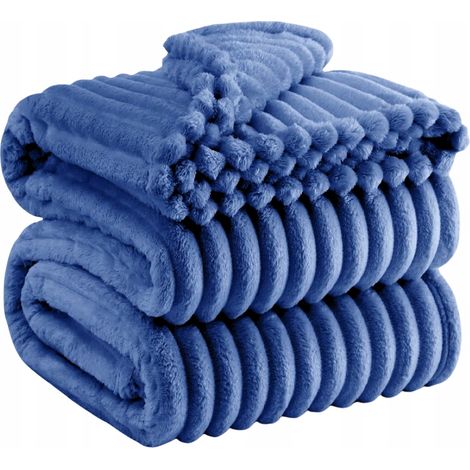 Couverture moelleuse Aura - Bleu marine 160x200cm Épaisse, Chaude HIT