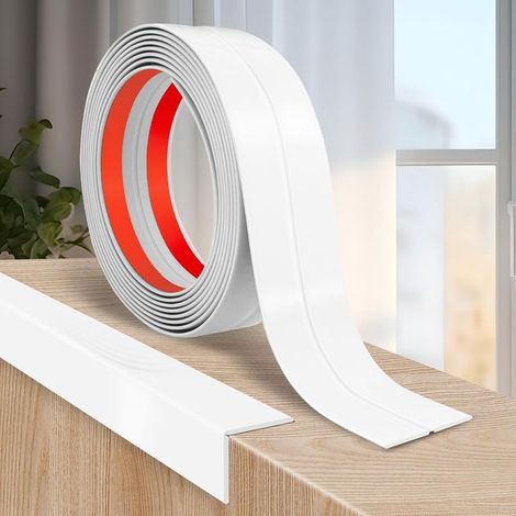 (2cm×3m, Blanc)Moulure murale adhesive plinthe souple moulure decorative corniere PVC baguette de finition protection angle mural (1/5)