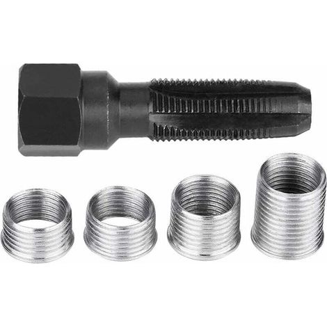 14-mm-Zündkerzenreparaturset, 5-teiliges Zündkerzenreparaturwerkzeugset aus Kohlenstoffstahl mit Einsätzen für die Reparatur von 14-mm-Zündkerzen