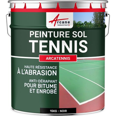 Peinture pour court de tennis, béton, poreux, couleur ligne, rénovation, anti dérapant, salle de sport : Arcatennis - 15 kg (jusqu'à 30 m² en 2 couches) Noir - ARCANE INDUSTRIES