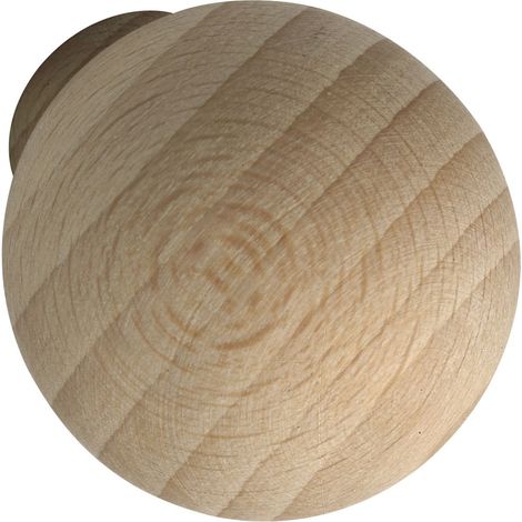 Bouton de meuble en bois Ø 35 mm – Bouton pour armoire rond Profondeur 38 mm – Poignée de porte, hêtre brut (1/2)