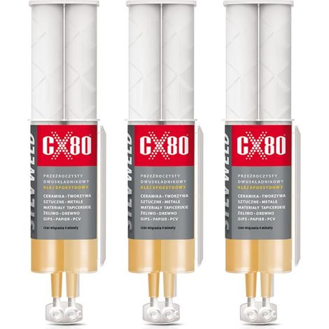 CX80 SILV WELD Colle époxy universelle incolore - métal et verre 24 ml x3