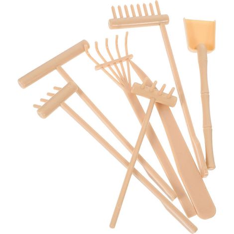 Ensemble de râteaux pour jardin zen – 1 râteau jaune et 1 râteau beige, compatibles avec la pleine conscience, la méditation et la création d'un aménagement paysager paisible avec du sable. (1/5)