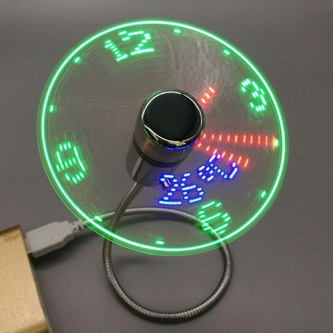 Mini ventilateur de bureau hologramme LED, alimenté par USB, avec affichage de la température, gadget de refroidissement portable pour bureau, maison et usage quotidien (1/5)