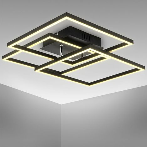 B.K.Licht Plafoniera LED da 40W, 2 cornici orientabili, luce calda 3000K, lampada da soffitto per ufficio Frame, nera