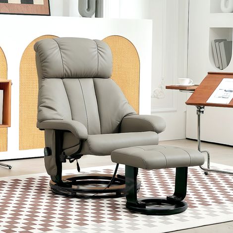 Relaxsessel Massagefunktion Fernsehsessel mit Seitentasche, Kunstleder, Grau (1/5)