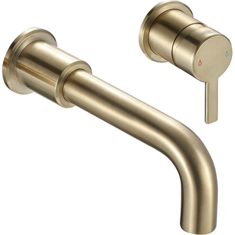 Bristan Altum Basin Mixer Tap Wall Mounted - Brushed Brass