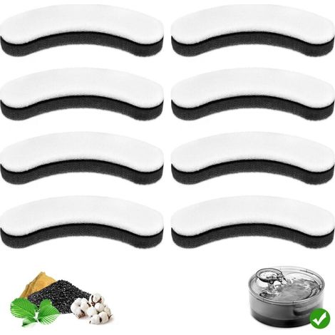Lot de 8 filtres de rechange pour distributeur d'eau automatique DF10 et DF30, filtre à eau triple filtration pour chien, filtres de fontaine à eau en carbone pour chat