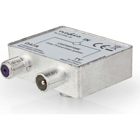 Nedis Satelliten- und Antennenadapter / IEC (Coax) Buchse / F Buchse / IEC (Coax) Stecker / Vernickelt / 75 Ohm / Gerade / Zink / Metall / Silber / 1 Stück / Box