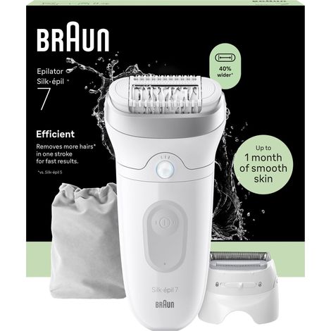 Braun - Silk·épil 7, Wet & Dry Epilator, Lasting Smooth Skin, 7-041 - Silver/Grey