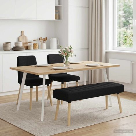 Panchina trapuntata a canale Nero 110 x 40 x 46 cm Tessuto vidaXL